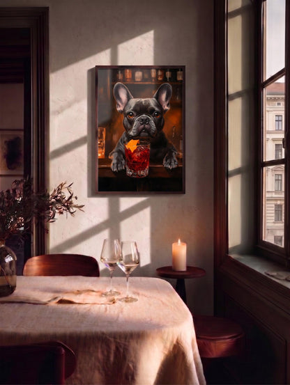 French Bulldog Negroni Cocktail Framed Canvas Art — view 9 of 17