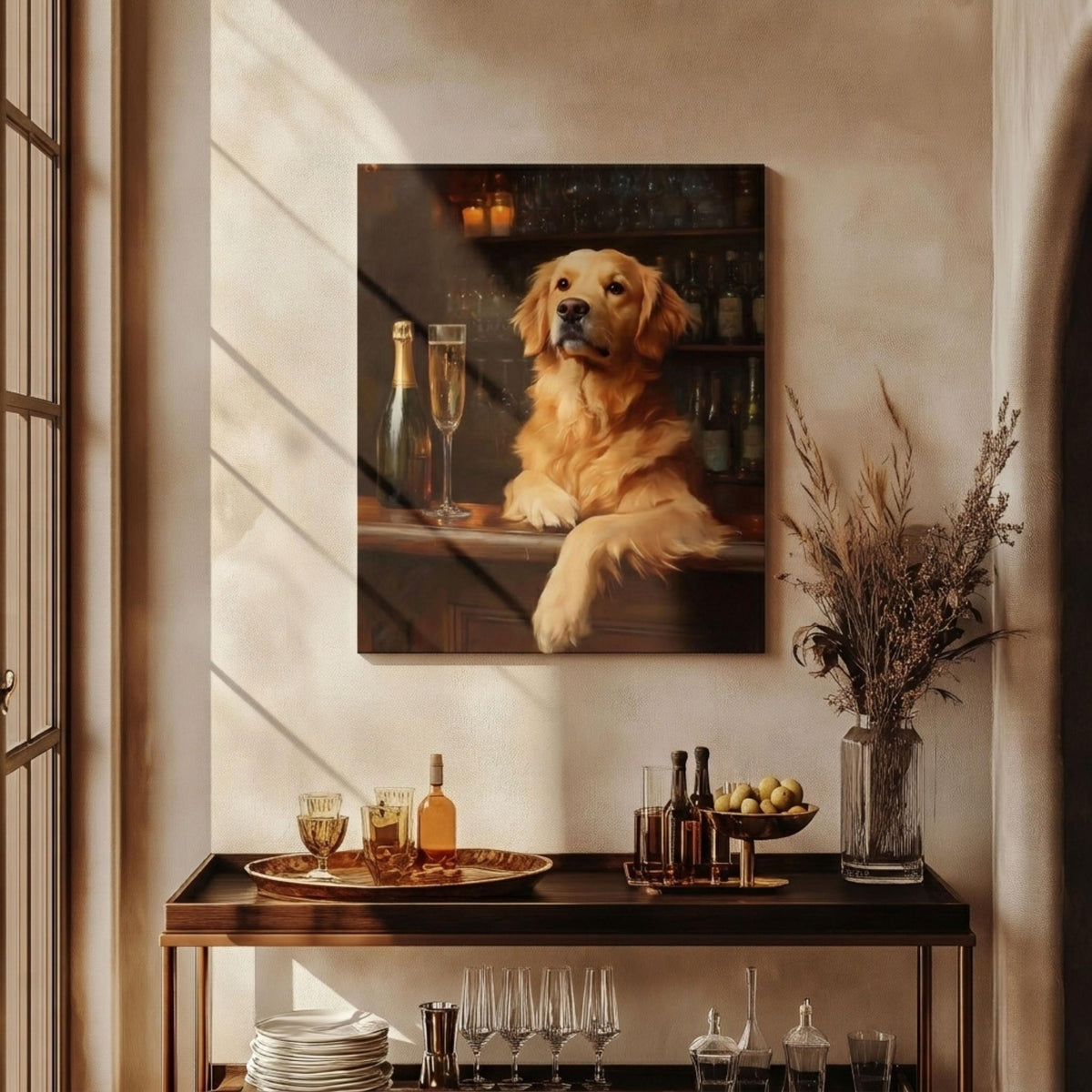 Retriever framed canvas printed on cotton and framed in solid wood, made to order