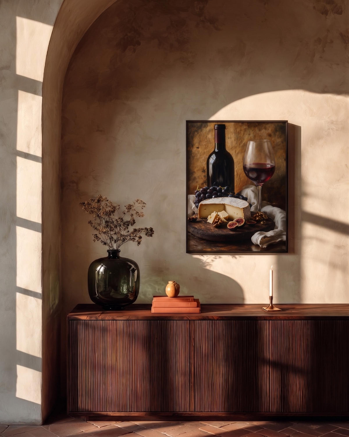 Italian Wine and Cheese Still Life Framed Canvas Print — view 12 of 20