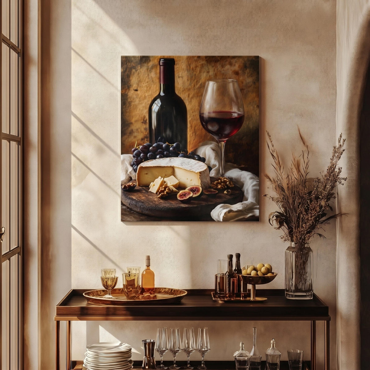 Italian Wine and Cheese Still Life Framed Canvas Print — view 14 of 20