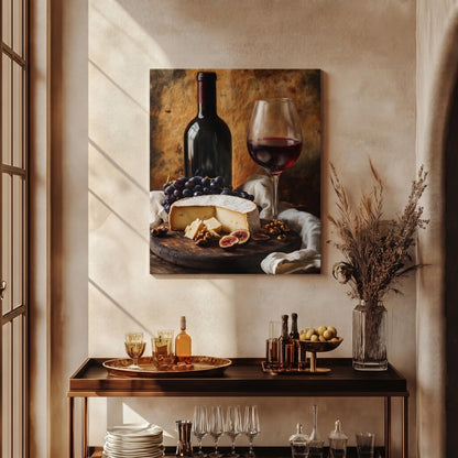 Italian Wine and Cheese Still Life Framed Canvas Print — view 14 of 20