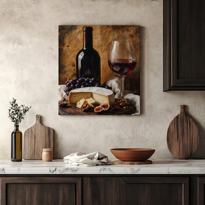 Italian Wine and Cheese Still Life Framed Canvas Print — view 16 of 20