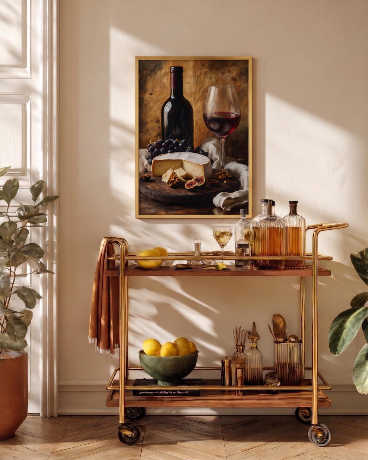 Italian Wine and Cheese Still Life Framed Canvas Print — view 10 of 20
