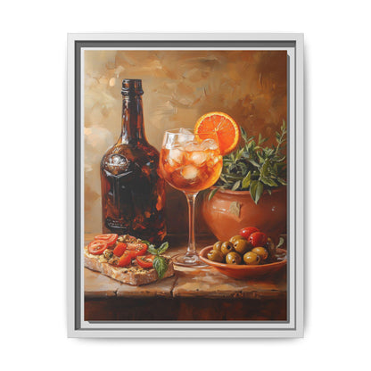 Spritz wall art framed canvas print in a white wood frame
