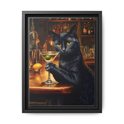 Martini wall art framed canvas print in a black wood frame
