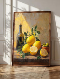 Italian lemon wall art: thick-skinned Amalfi lemons with their glossy green leaves