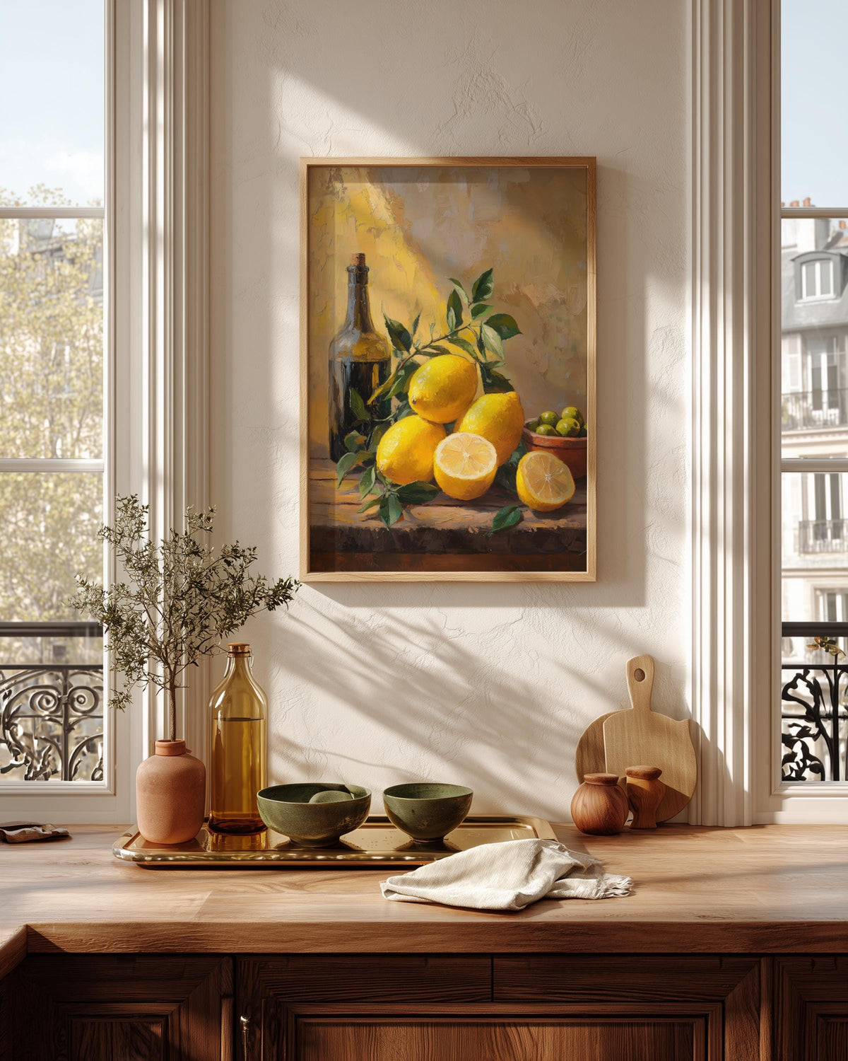 Oil-painting style Amalfi fruit study, made to order and ready to hang