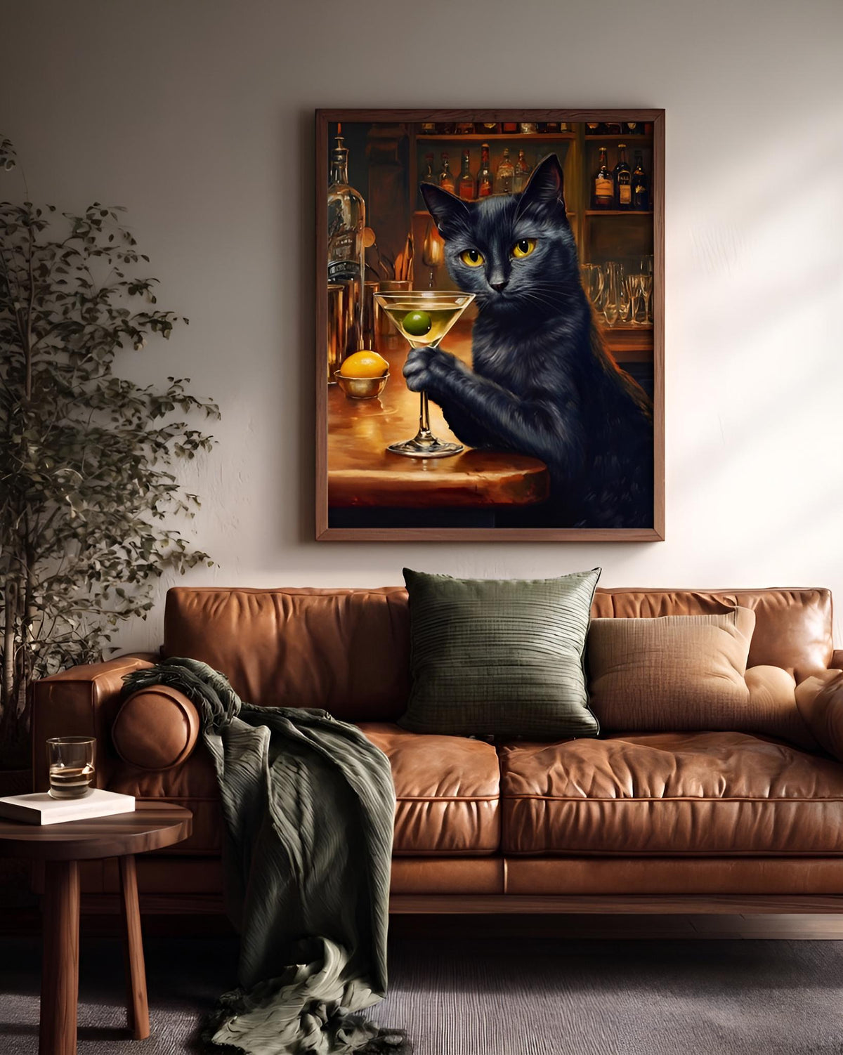 Black Cat Martini Framed Canvas — view 14 of 20