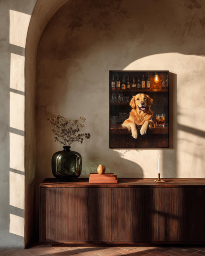 Golden Retriever Whiskey Wall Art Framed Canvas — view 12 of 20
