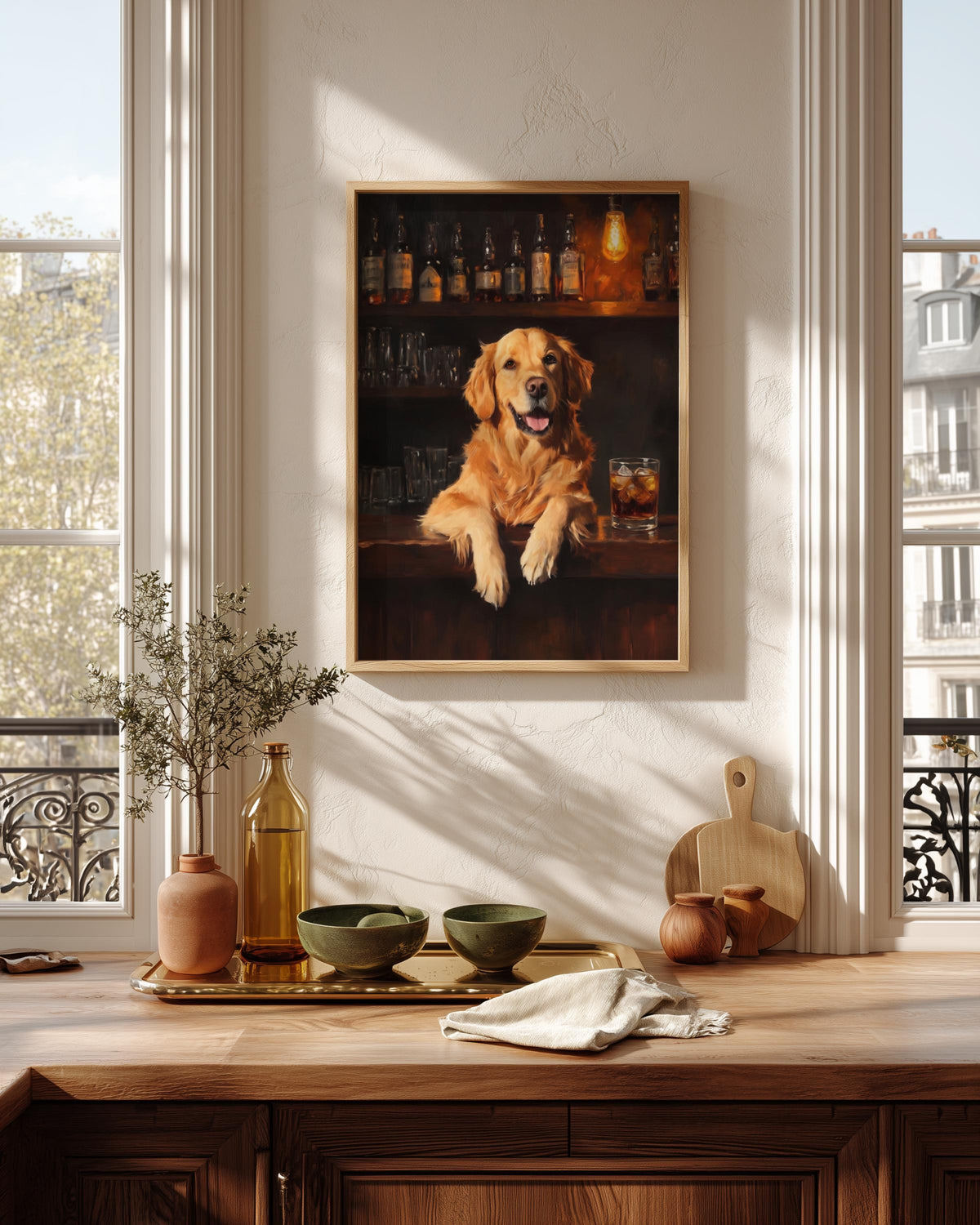 Golden Retriever Whiskey Wall Art Framed Canvas — view 6 of 20