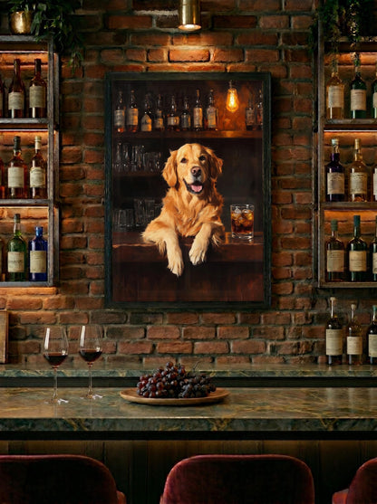 Golden Retriever Whiskey Wall Art Framed Canvas — view 19 of 20
