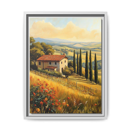Tuscany wall art framed canvas print in a white wood frame