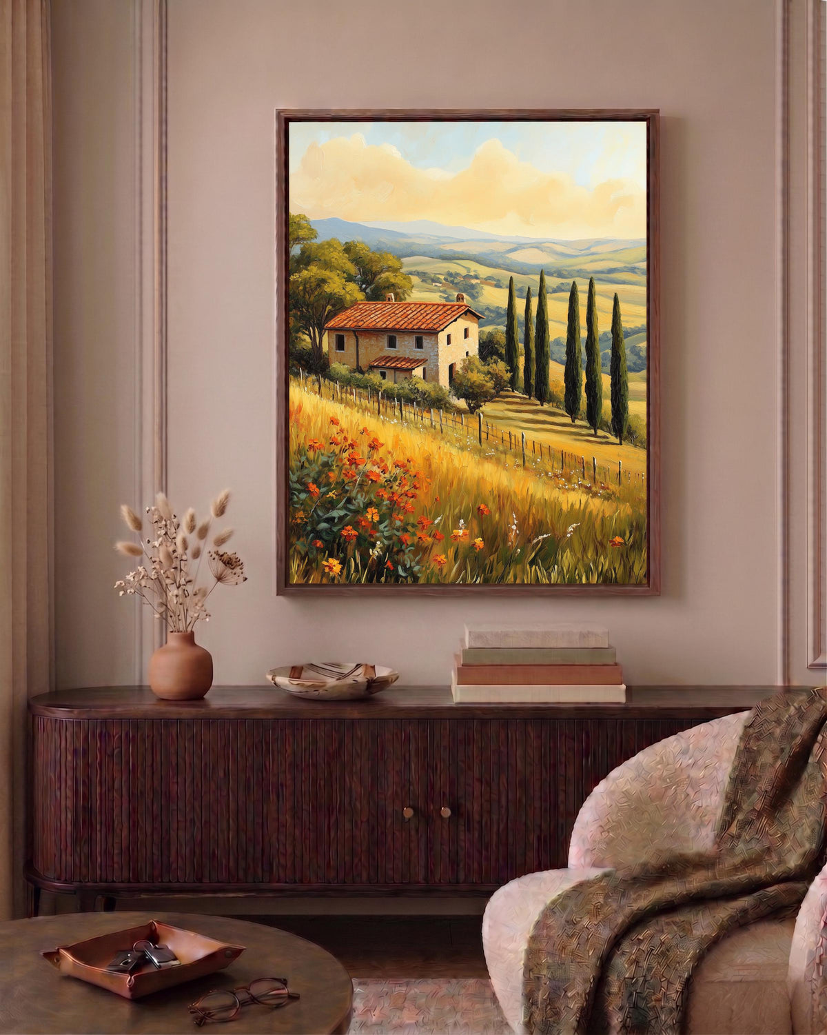 Oil-painting style Tuscany art on cotton canvas, made to order in seven sizes