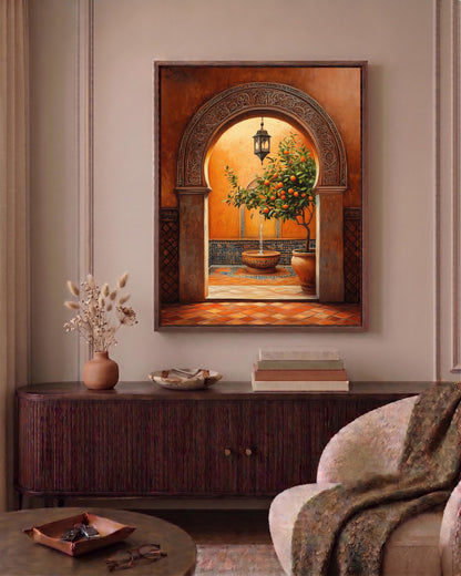 Marrakech canvas print on cotton canvas, hand-framed in solid wood and made to order