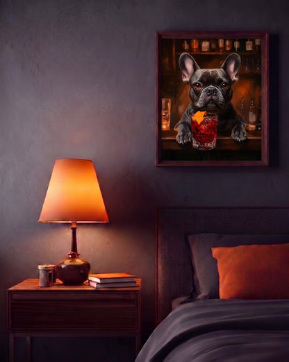 French Bulldog Negroni Cocktail Framed Canvas Art — view 14 of 17
