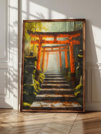Torii gate wall art: the vermilion gate path of Fushimi Inari, framed canvas print