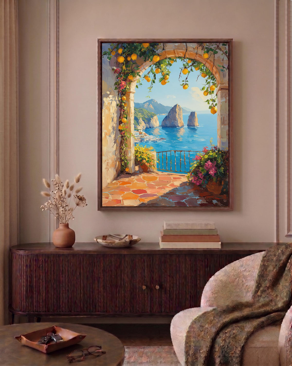 Oil-painting style Faraglioni rocks made to order on cotton canvas
