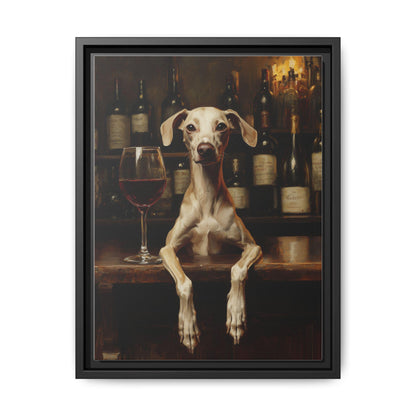 Italian Greyhound wall art framed canvas print in a black wood frame
