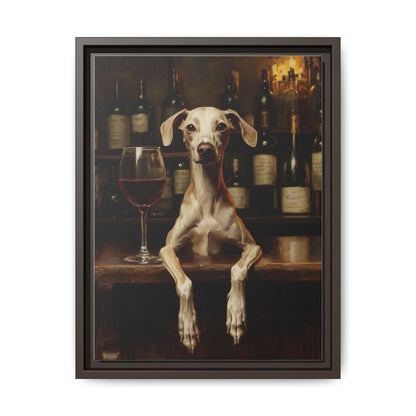 Italian Greyhound wall art framed canvas print in an espresso wood frame