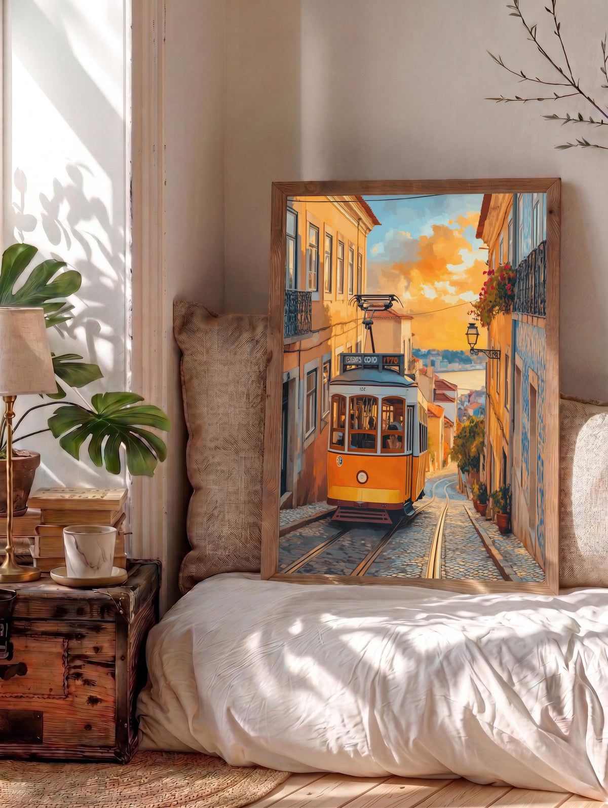 Lisbon canvas print on cotton canvas, framed in solid wood and ready to hang