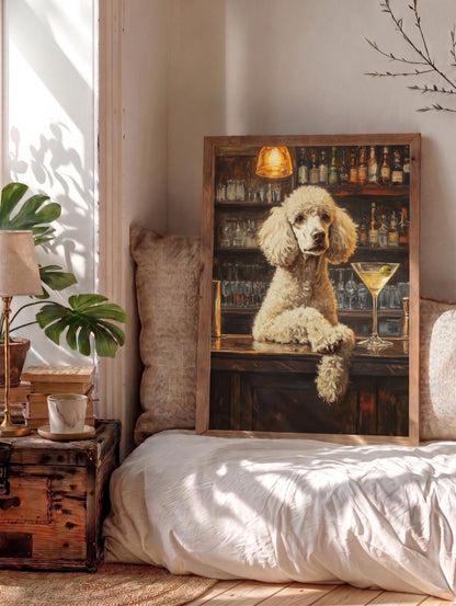 Dog portrait framed canvas hand-framed in solid wood, ready to hang