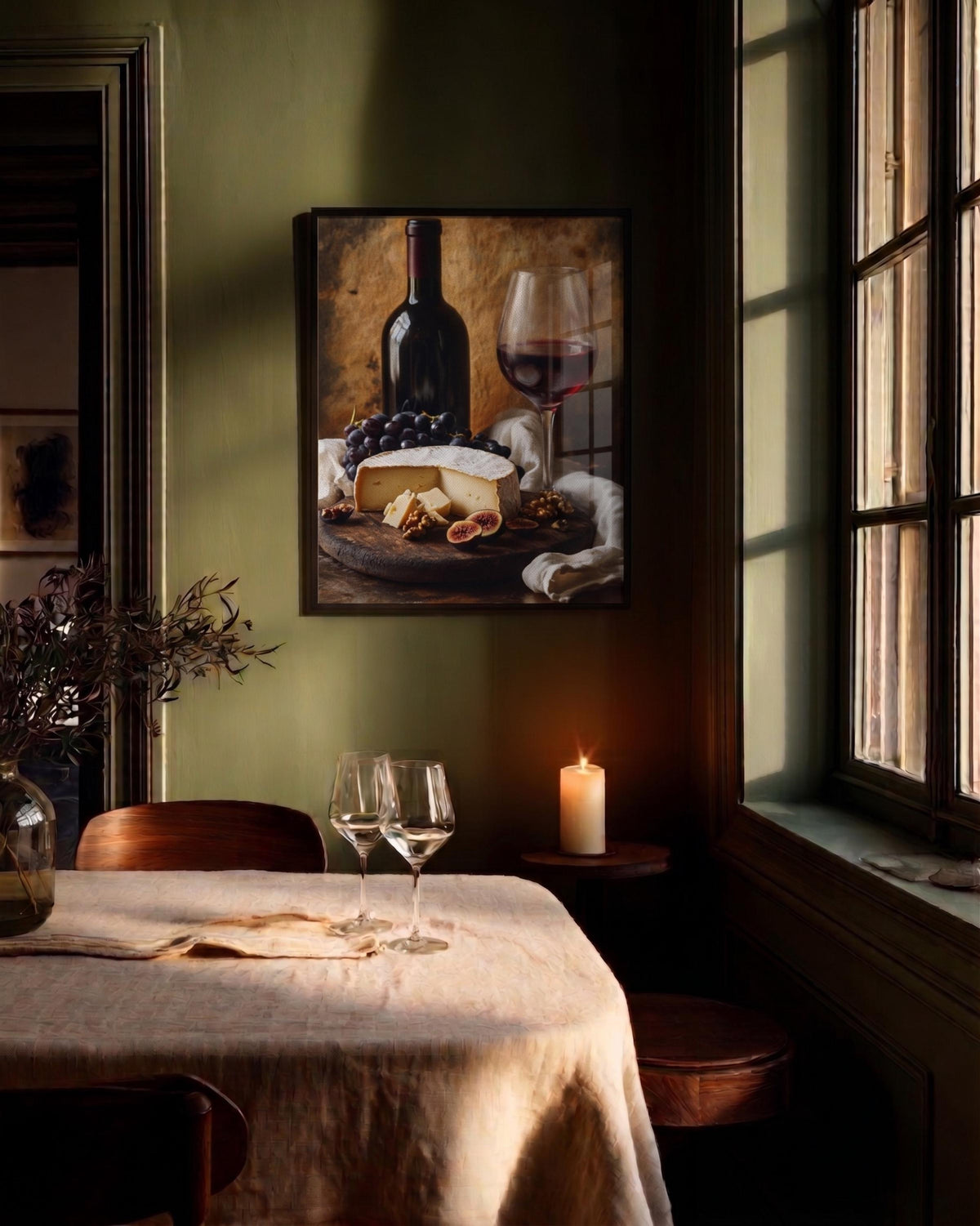 Italian Wine and Cheese Still Life Framed Canvas Print — view 6 of 20