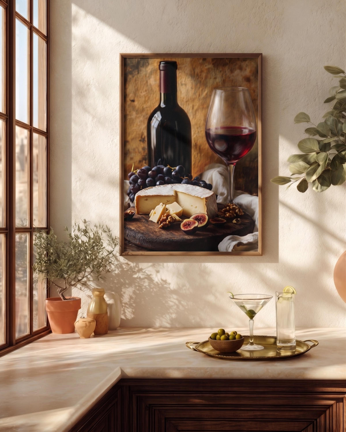 Italian Wine and Cheese Still Life Framed Canvas Print — view 13 of 20