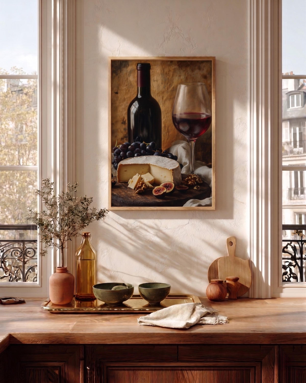 Wine canvas print on cotton canvas, hand-framed in solid wood and ready to hang