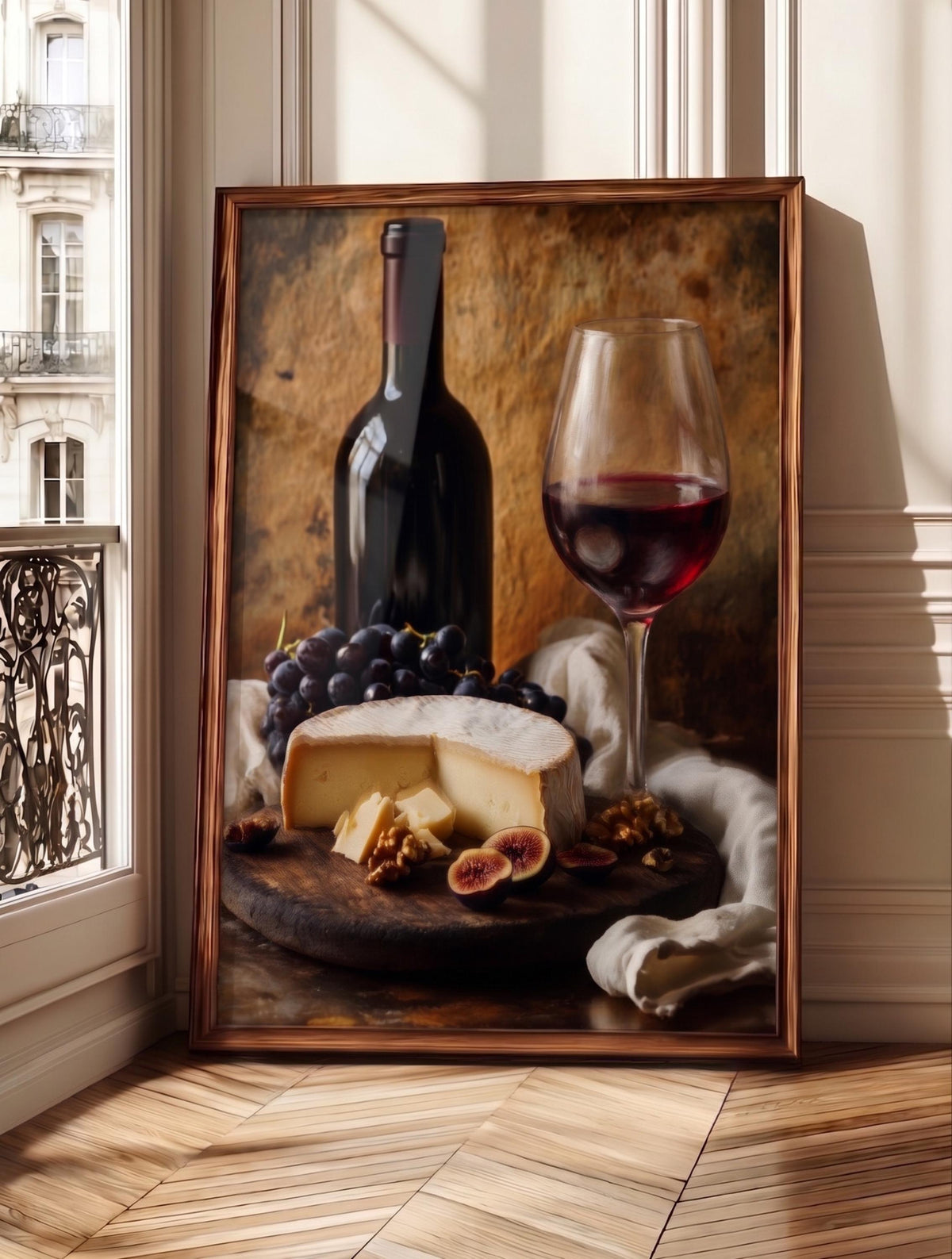 Italian Wine and Cheese Still Life Framed Canvas Print — view 11 of 20