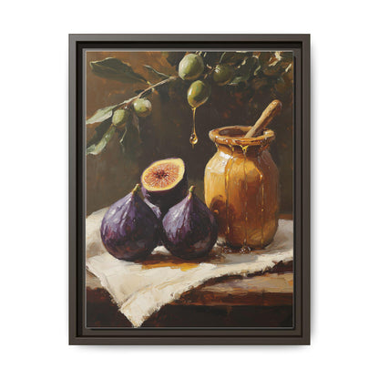 Fig wall art framed canvas print in an espresso wood frame
