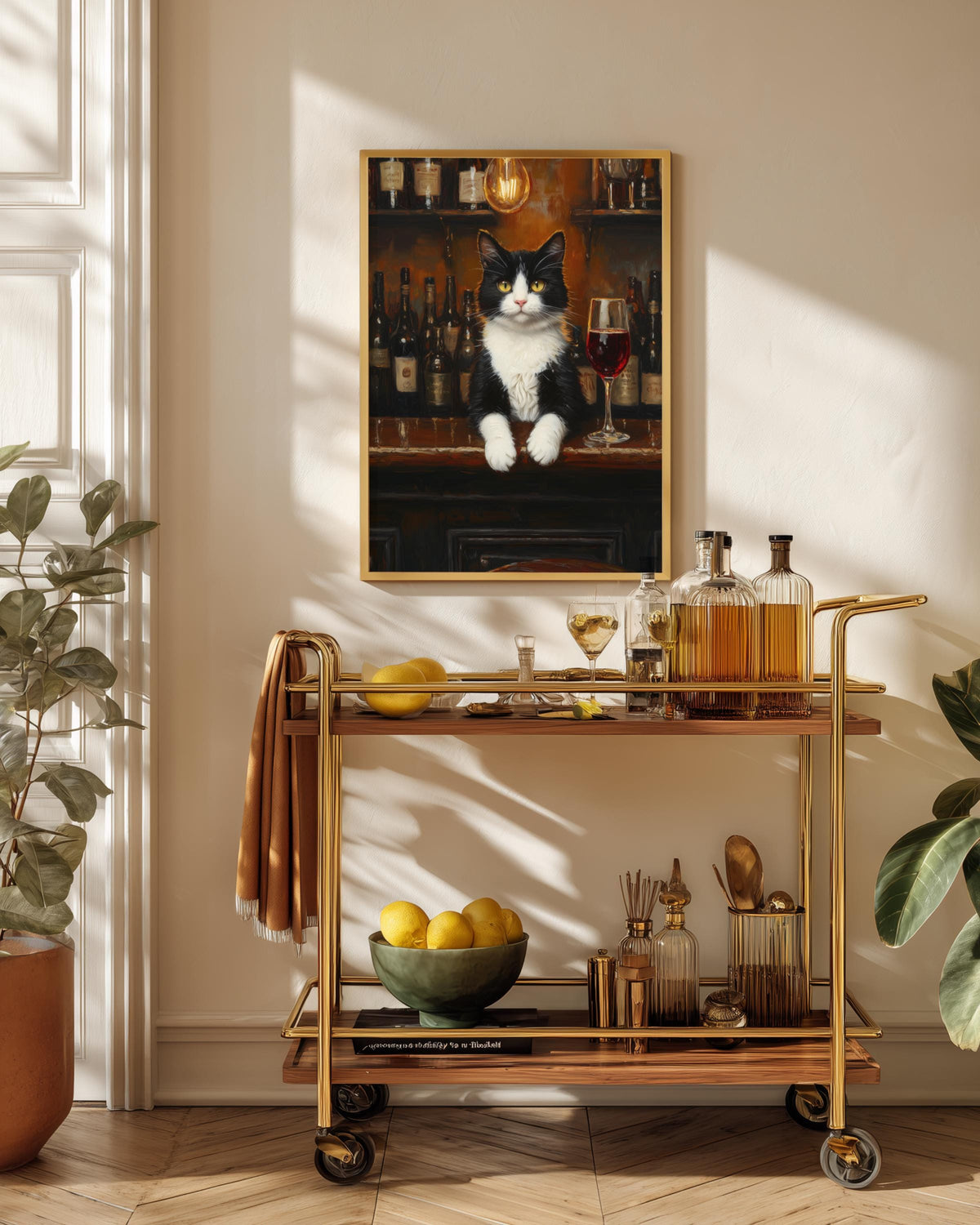 Oil-painting style feline art on cotton canvas, made to order in seven sizes