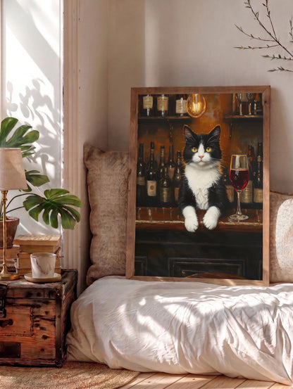 Tuxedo Cat Wine Bar Framed Canvas — view 13 of 20