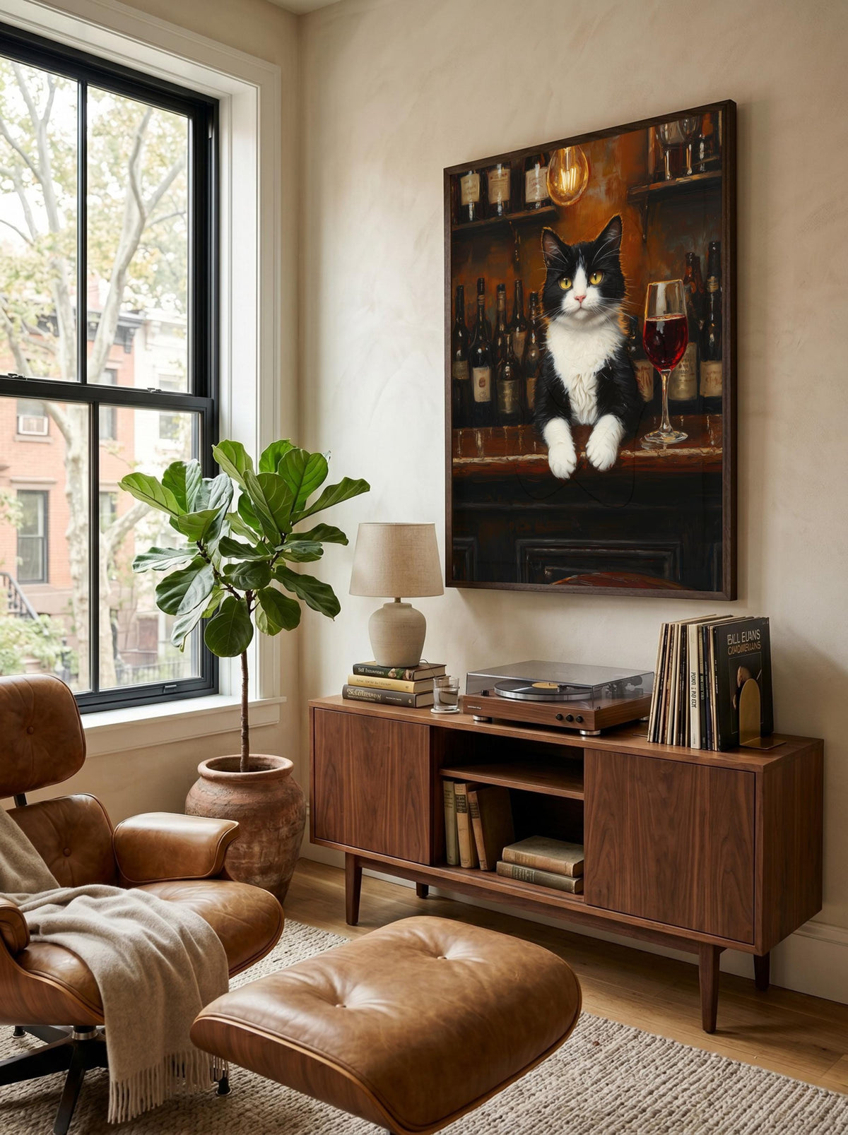 Tuxedo Cat Wine Bar Framed Canvas — view 17 of 20