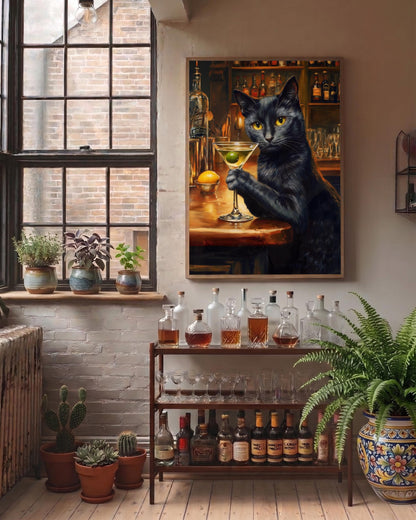 Black Cat Martini Framed Canvas — view 8 of 20