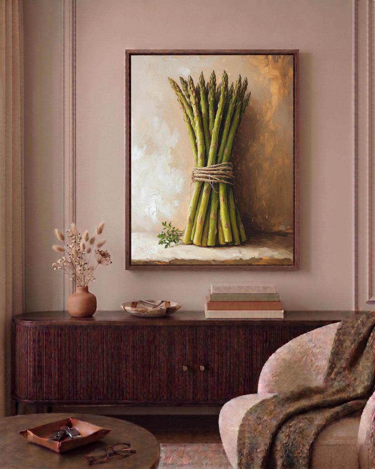 Kitchen still life framed canvas art set in a solid wood frame, ready to hang