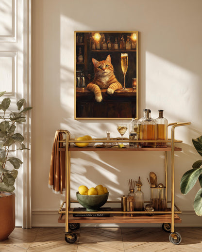 Ginger Cat Champagne Bar Framed Canvas Art — view 9 of 20