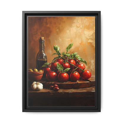 Tomato wall art framed canvas print in a black wood frame