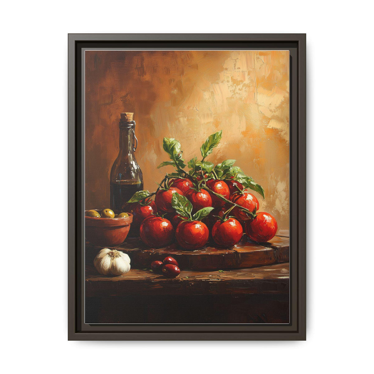Tomato wall art framed canvas print in an espresso wood frame