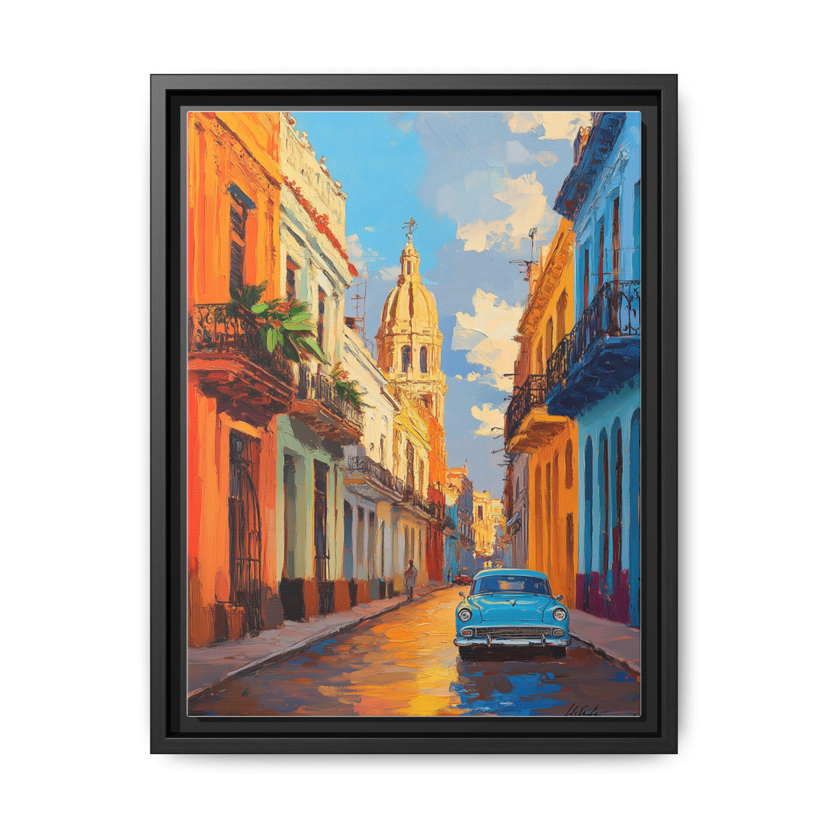 Havana wall art framed canvas print in a black wood frame
