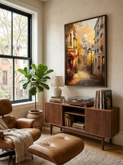 Montmartre Paris Street Scene Framed Canvas Art — view 13 of 19