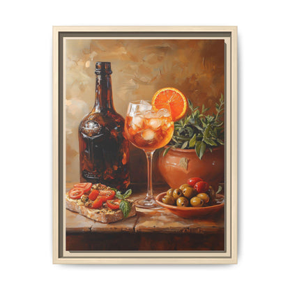 Spritz wall art framed canvas print in a natural wood frame