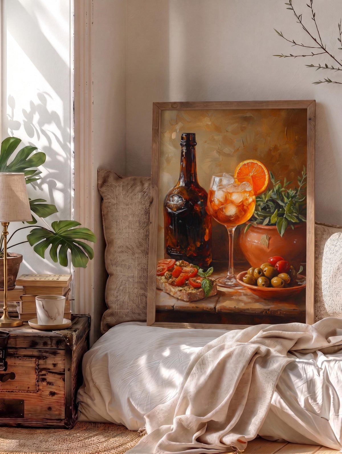 Spritz cocktail canvas print on cotton canvas, framed in solid wood and ready to hang
