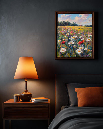 Wildflower Meadow Oil Painting Framed Canvas — view 9 of 19