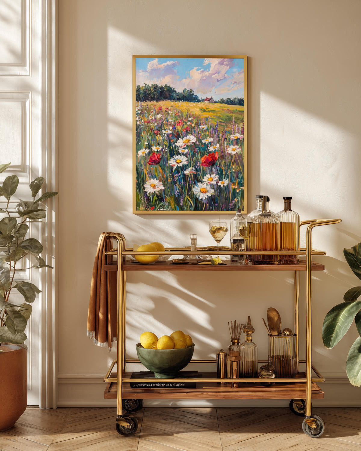 Wildflower Meadow Oil Painting Framed Canvas — view 10 of 19