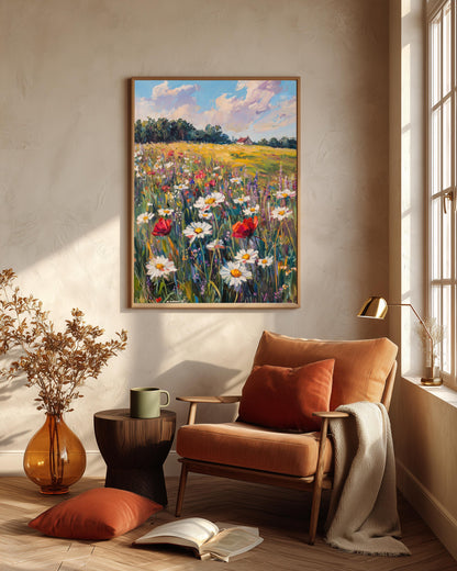 Wildflower framed canvas hand-framed in solid wood, ready to hang