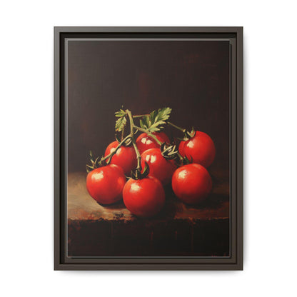 Cherry Tomato wall art framed canvas print in an espresso wood frame