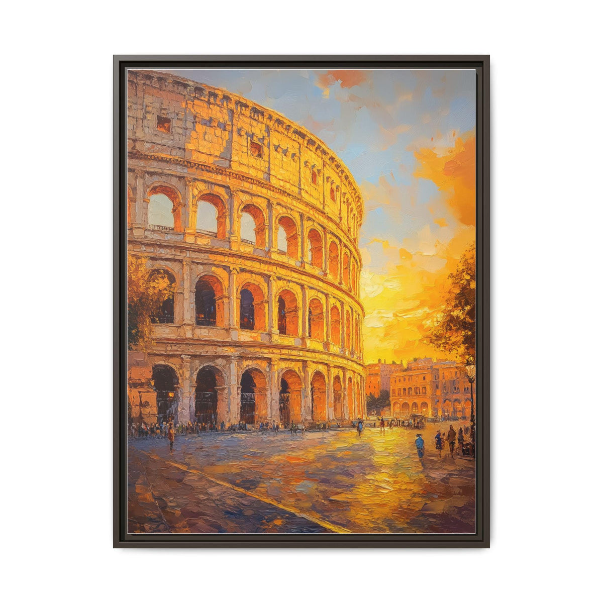 Colosseum wall art framed canvas print in an espresso wood frame