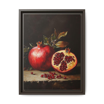 Pomegranate wall art framed canvas print in an espresso wood frame