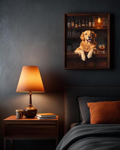 Golden Retriever Whiskey Wall Art Framed Canvas — view 7 of 20