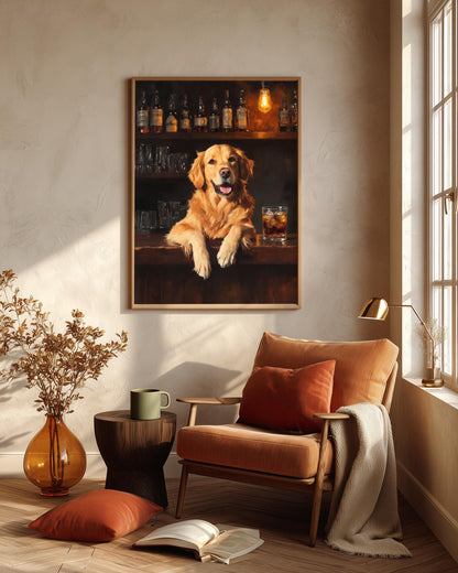 Golden Retriever Whiskey Wall Art Framed Canvas — view 11 of 20